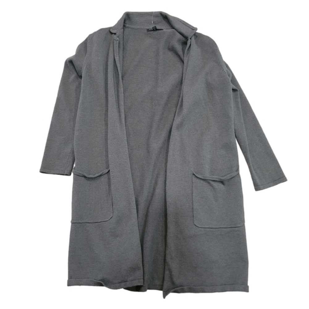 Banana Republic Long Open Cardigan Olive‎ Green Cotton Blend Sleeves Pockets